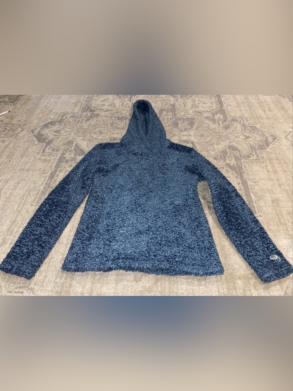 Mountain Hardwear fuzzy pullover Hooded Women's‎ Sz Small Blue Sweatshirt